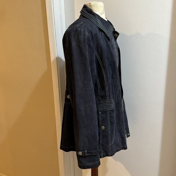 Suede Blue Bradley Bayou Embroidered Lined Snap Zip Vintage Jacket M - Picture 8 of 17